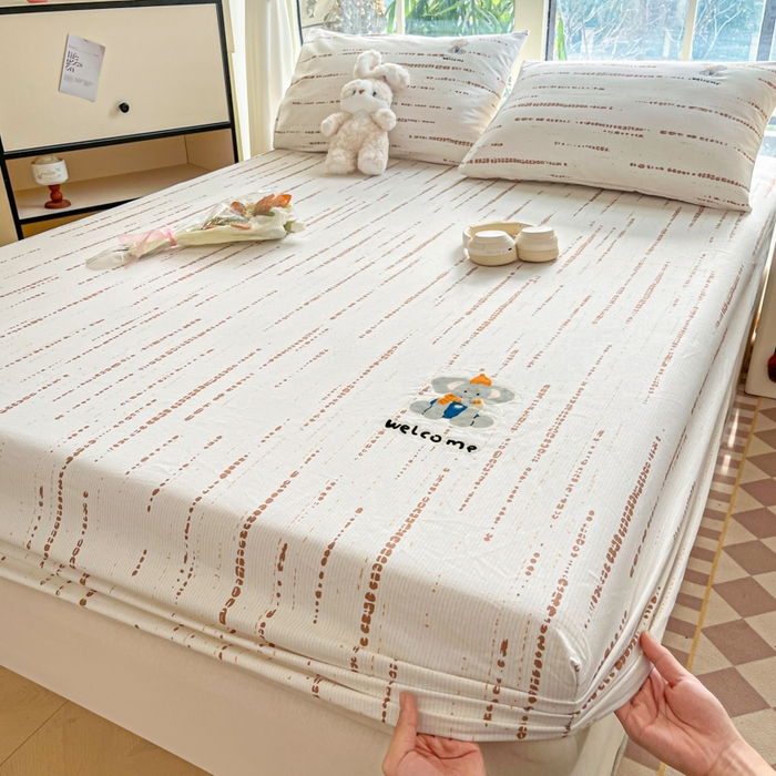 91家纺网 家纺一手货源 找家纺 博雅 2025新款全棉老粗布烫画床笠系列 纹理-调皮象