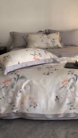 91家纺网 家纺一手货源 找家纺 立奥被业 2025年新款100%莱赛尔夏被莱赛尔夏被四件套天丝夏凉被 佳人醉-灰