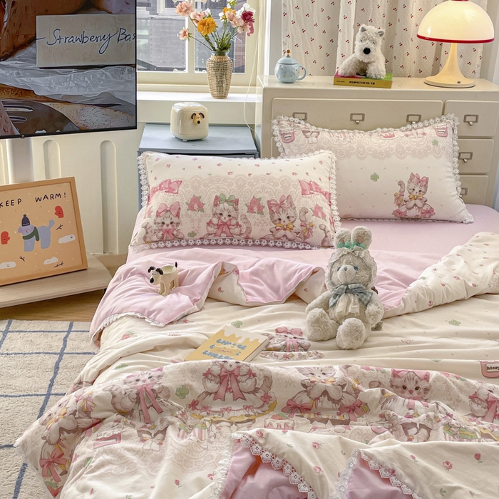 91家纺网 家纺一手货源 找家纺 （总）老帅的工厂店 2025新款A类印花洛丽塔夏被（提供买家秀）