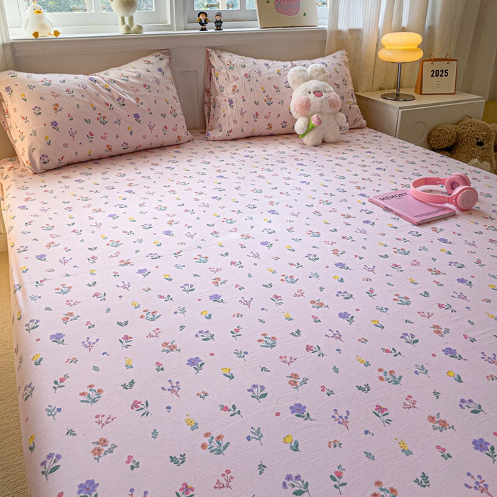 91家纺网 家纺一手货源 找家纺 仟人梦2025新款水洗棉印花床笠 香奈花语