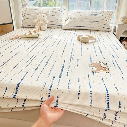 博雅 2025新款全棉老粗布烫画床笠系列 纹理-滑板龙