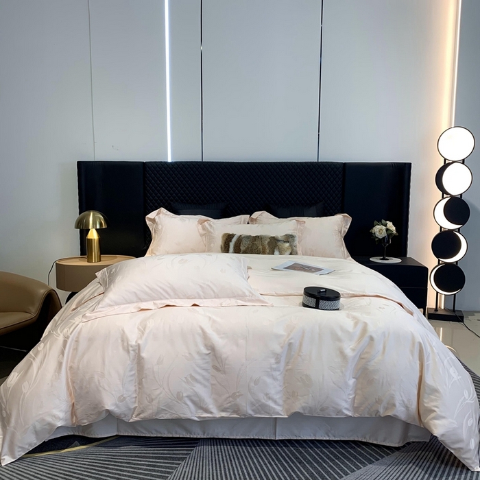 91家纺网 家纺一手货源 找家纺 莱豫 2025新款100支新疆阿克苏长绒棉提花四件套 郁金香玉