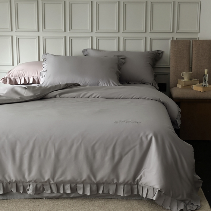 91家纺网 家纺一手货源 找家纺 轩和2025新款lf级80支超柔加密天丝棉四件套拍摄二 控价不低于468 488 巴黎晨雾