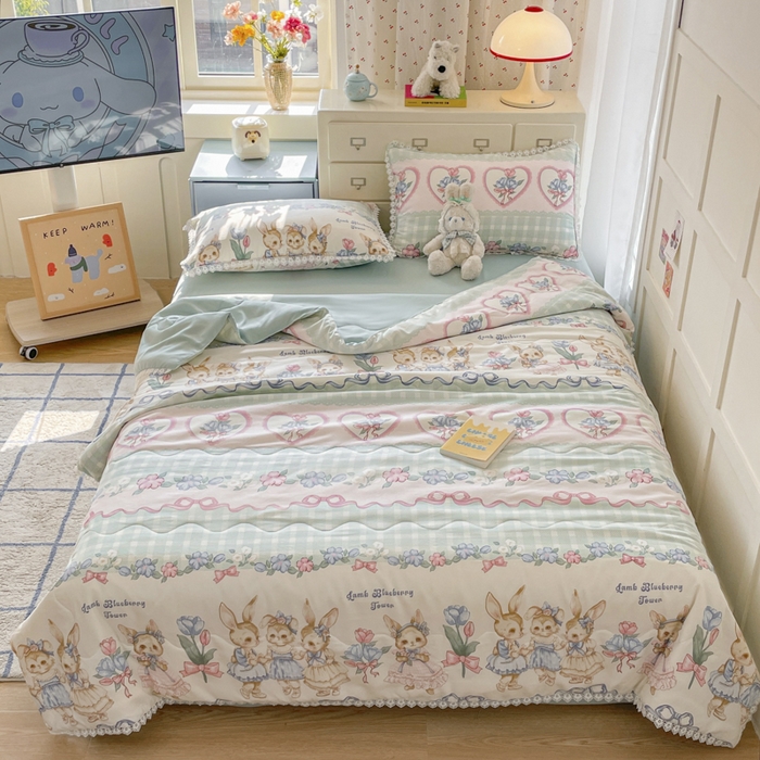 91家纺网 家纺一手货源 找家纺 老帅的工厂店 2025新款A类印花洛丽塔夏被（提供买家秀） 甜心可可兔