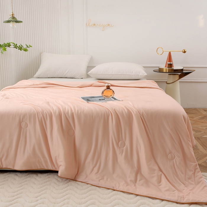 91家纺网 家纺一手货源 找家纺 薇玛仕 2025新款A类牛奶丝针织棉印花大豆夏凉被空调被儿童被 温馨粉