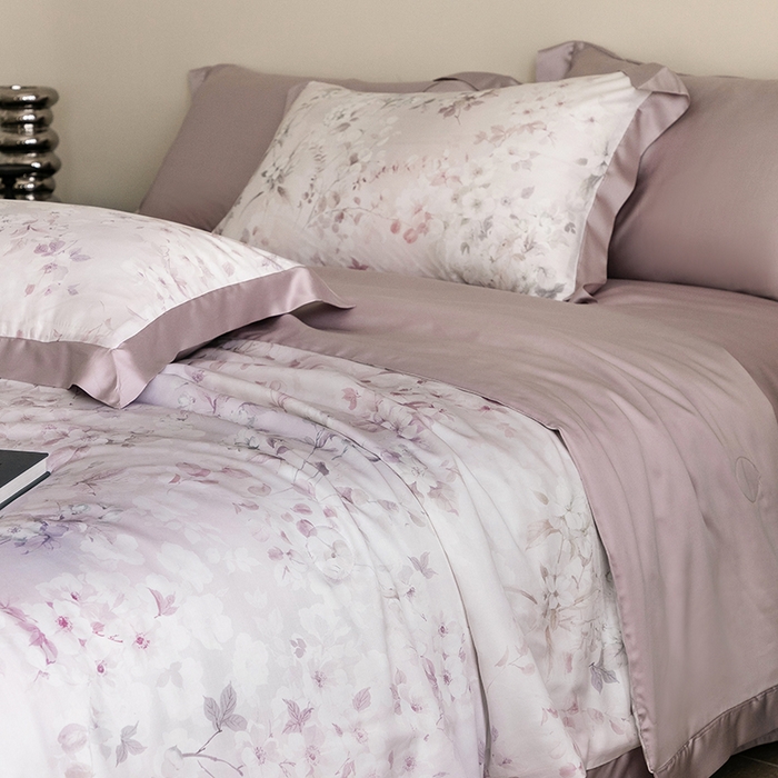 91家纺网 家纺一手货源 找家纺 立奥被业 2025年新款100%莱赛尔夏被莱赛尔夏被四件套天丝夏凉被 繁希-紫