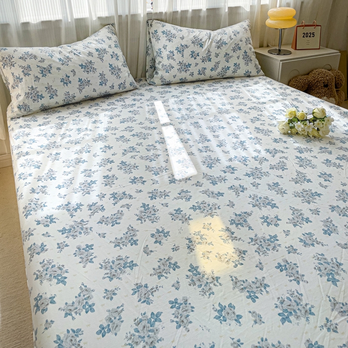 91家纺网 家纺一手货源 找家纺 仟人梦2025新款水洗棉印花床笠 嫣语花开