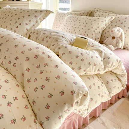 91家纺网 家纺一手货源 找家纺 （总）富之航家纺 2025直播爆款公主风针织棉床盖四件套