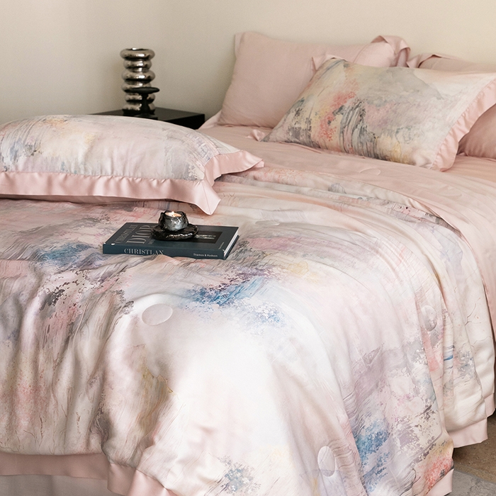 91家纺网 家纺一手货源 找家纺 立奥被业 2025年新款100%莱赛尔夏被莱赛尔夏被四件套天丝夏凉被 水墨江南