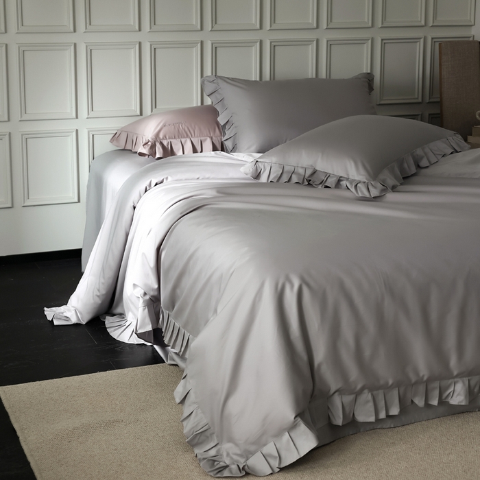 91家纺网 家纺一手货源 找家纺 轩和2025新款lf级80支超柔加密天丝棉四件套拍摄二 控价不低于468 488 巴黎晨雾