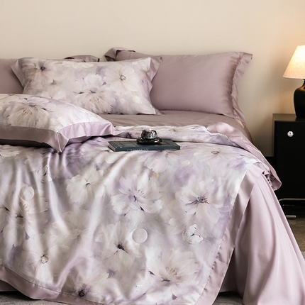 立奥被业 2025年新款100%莱赛尔夏被莱赛尔夏被四件套天丝夏凉被 邂逅-紫