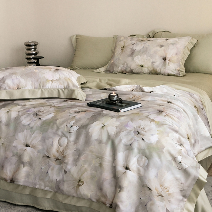 91家纺网 家纺一手货源 找家纺 立奥被业 2025年新款100%莱赛尔夏被莱赛尔夏被四件套天丝夏凉被 邂逅-绿