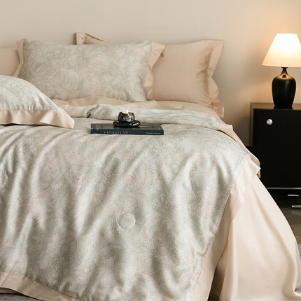 立奥被业 2025年新款100%莱赛尔夏被莱赛尔夏被四件套天丝夏凉被 乐游曲-金