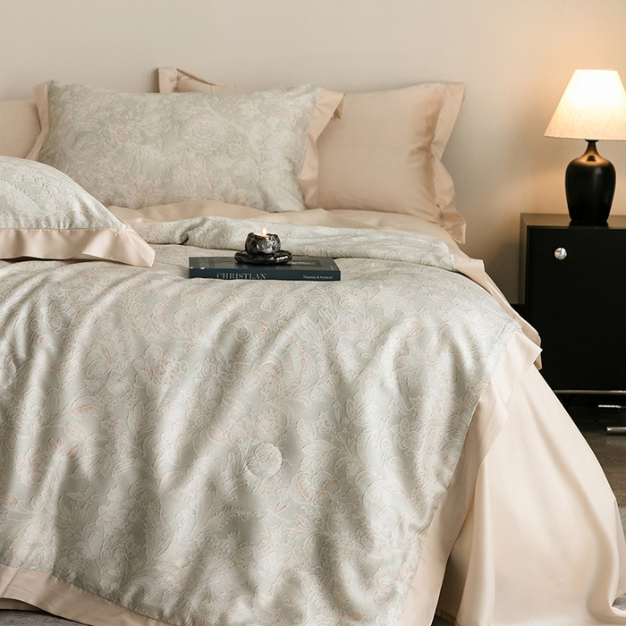 91家纺网 家纺一手货源 找家纺 立奥被业 2025年新款100%莱赛尔夏被莱赛尔夏被四件套天丝夏凉被 乐游曲-金