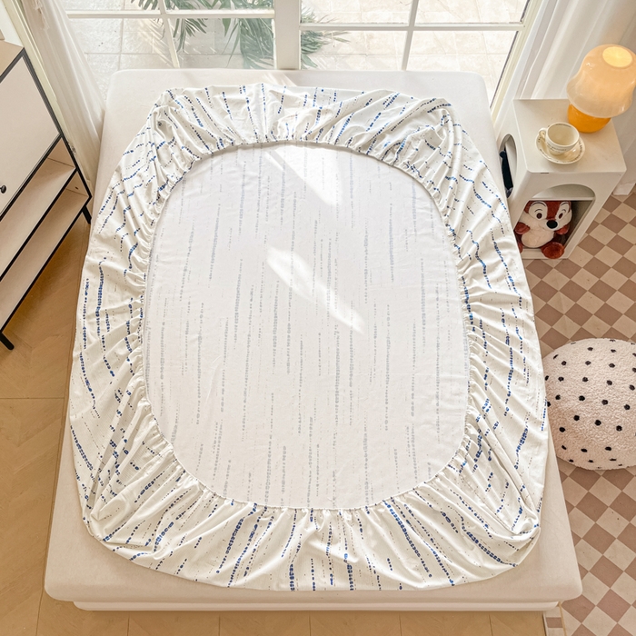 91家纺网 家纺一手货源 找家纺 博雅 2025新款全棉老粗布烫画床笠系列 纹理-滑板龙