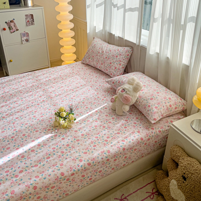 91家纺网 家纺一手货源 找家纺 仟人梦2025新款水洗棉印花床笠 蔷薇岛屿