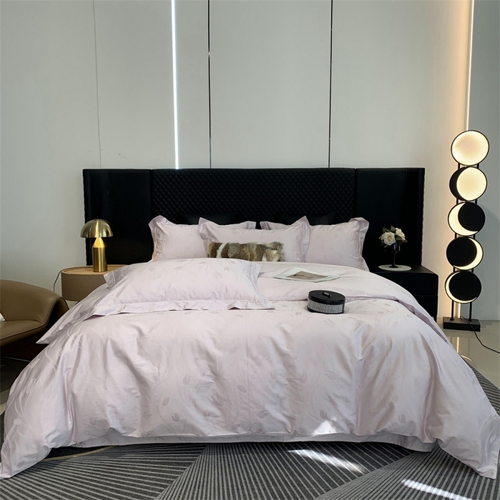 91家纺网 家纺一手货源 找家纺 莱豫 2025新款100支新疆阿克苏长绒棉提花四件套 郁金香紫