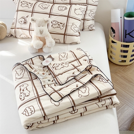 暖生活2025新款牛奶针织小清新卡通大豆夏被 被子被芯 格子铺