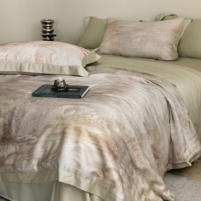 91家纺网 家纺一手货源 找家纺 立奥被业 2025年新款100%莱赛尔夏被莱赛尔夏被四件套天丝夏凉被 墨屿-绿