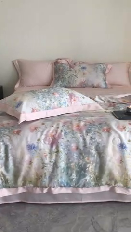 91家纺网 家纺一手货源 找家纺 立奥被业 2025年新款100%莱赛尔夏被莱赛尔夏被四件套天丝夏凉被 虞美人-粉