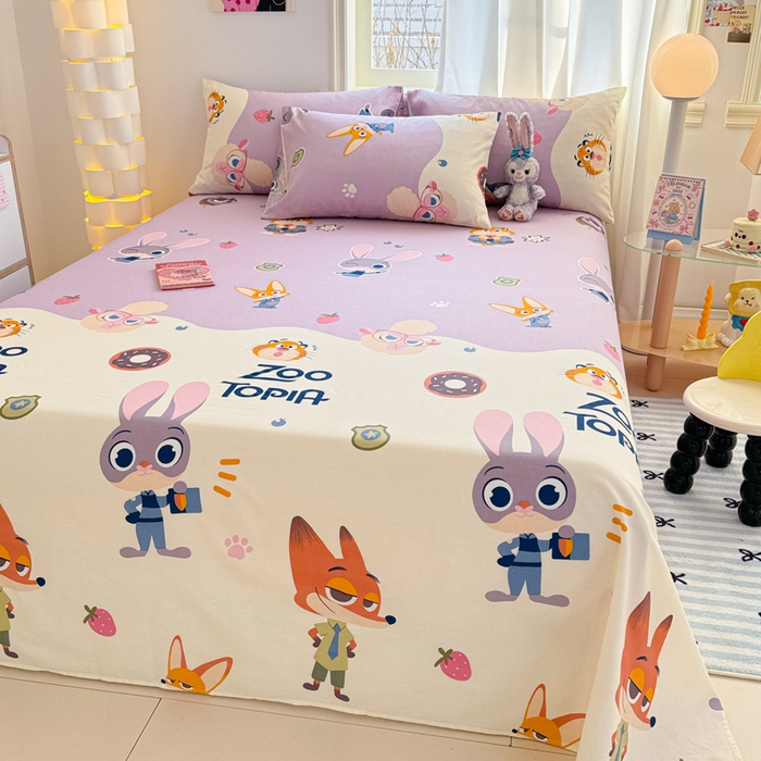 91家纺网 家纺一手货源 找家纺 沐辰 2025沐辰家居-新款正版迪士尼床单床笠 床单--朱迪警官--紫