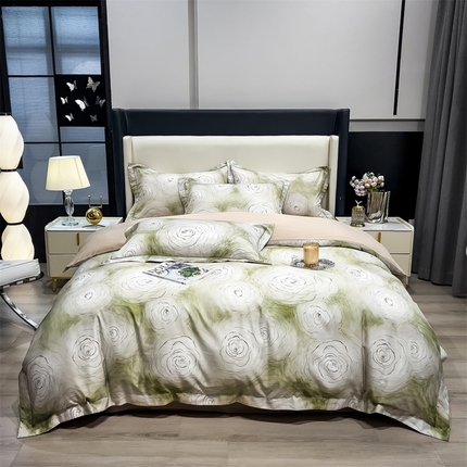 兄弟坊2025新款兰精天丝数码印花四件套 绿意