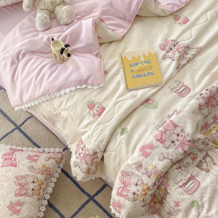 91家纺网 家纺一手货源 找家纺 （总）老帅的工厂店 2025新款A类印花洛丽塔夏被（提供买家秀）