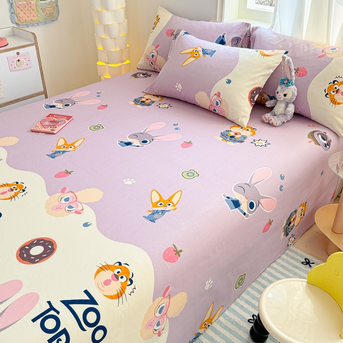 91家纺网 家纺一手货源 找家纺 沐辰 2025沐辰家居-新款正版迪士尼床单床笠 床单--朱迪警官--紫