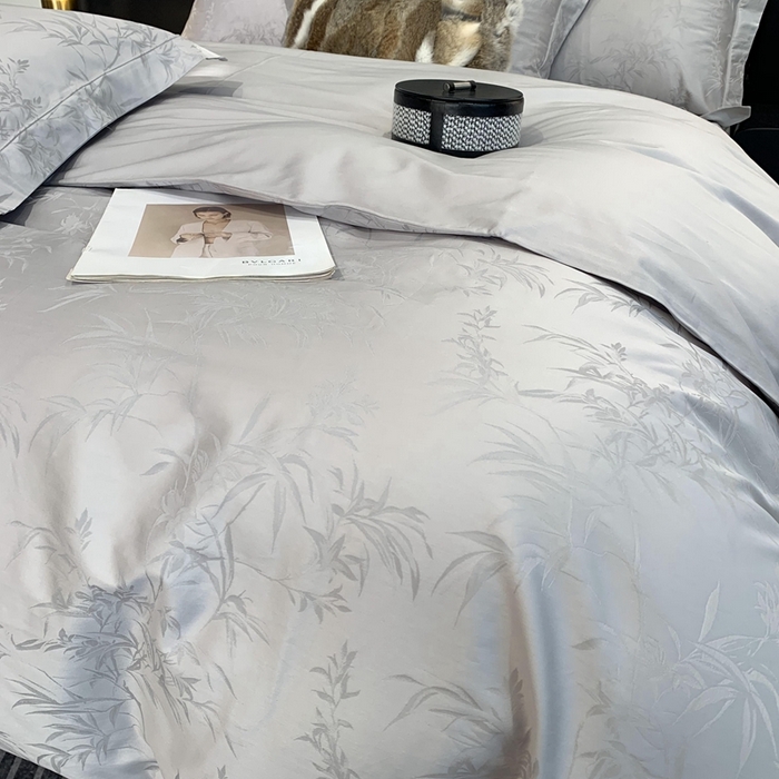 91家纺网 家纺一手货源 找家纺 莱豫 2025新款100支新疆阿克苏长绒棉提花四件套 托卡斯银灰