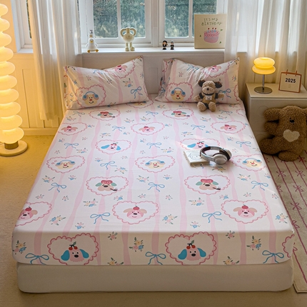 91家纺网 家纺一手货源 找家纺 仟人梦2025新款水洗棉印花床笠 绮丽花城