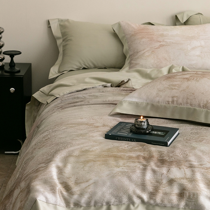 91家纺网 家纺一手货源 找家纺 立奥被业 2025年新款100%莱赛尔夏被莱赛尔夏被四件套天丝夏凉被 墨屿-绿