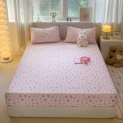 91家纺网 家纺一手货源 找家纺 仟人梦2025新款水洗棉印花床笠 香奈花语