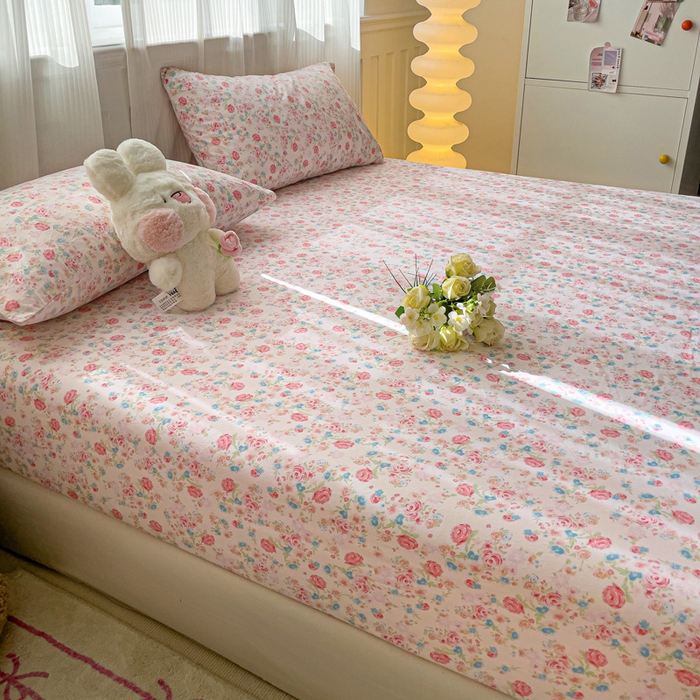 91家纺网 家纺一手货源 找家纺 仟人梦2025新款水洗棉印花床笠 蔷薇岛屿