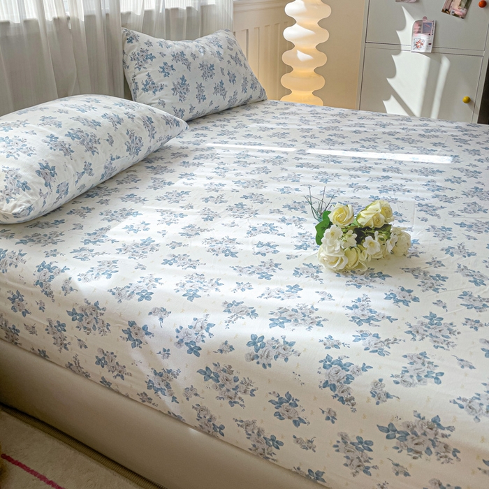 91家纺网 家纺一手货源 找家纺 仟人梦2025新款水洗棉印花床笠 嫣语花开