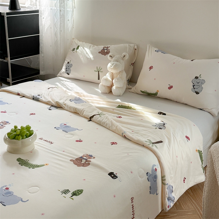 91家纺网 家纺一手货源 找家纺 暖生活2025新款牛奶针织小清新卡通大豆夏被 被子被芯 森林宝贝