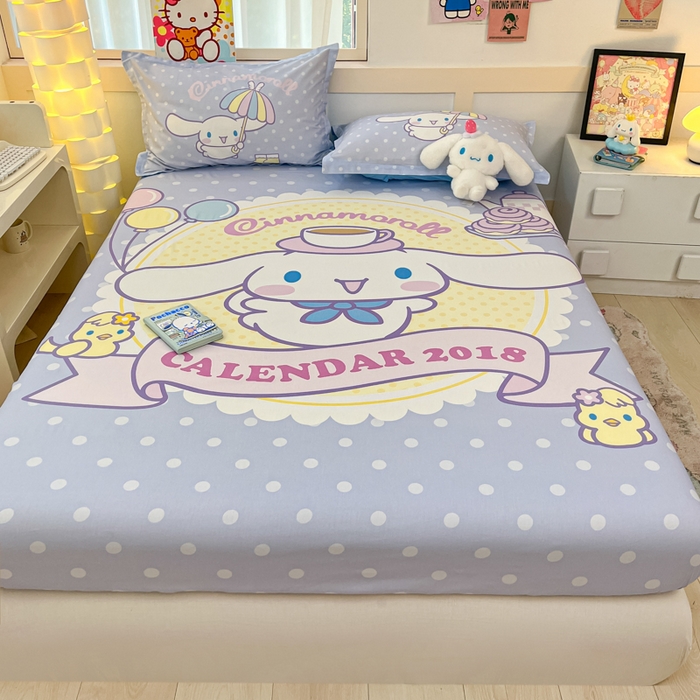 91家纺网 家纺一手货源 找家纺 博雅 2025新款三丽鸥全棉大版床笠-第二批 欢乐大耳狗