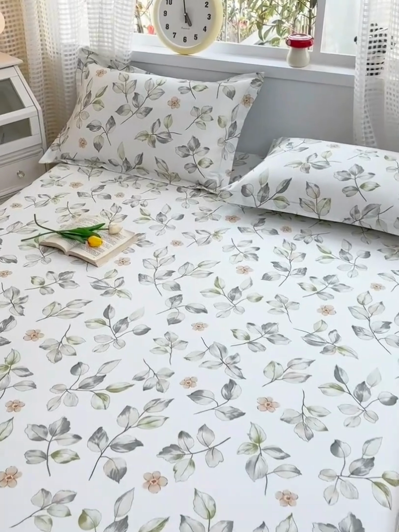 91家纺网 家纺一手货源 找家纺 元元被芯 2025新款40支13372全棉印花全棉床笠 春溪