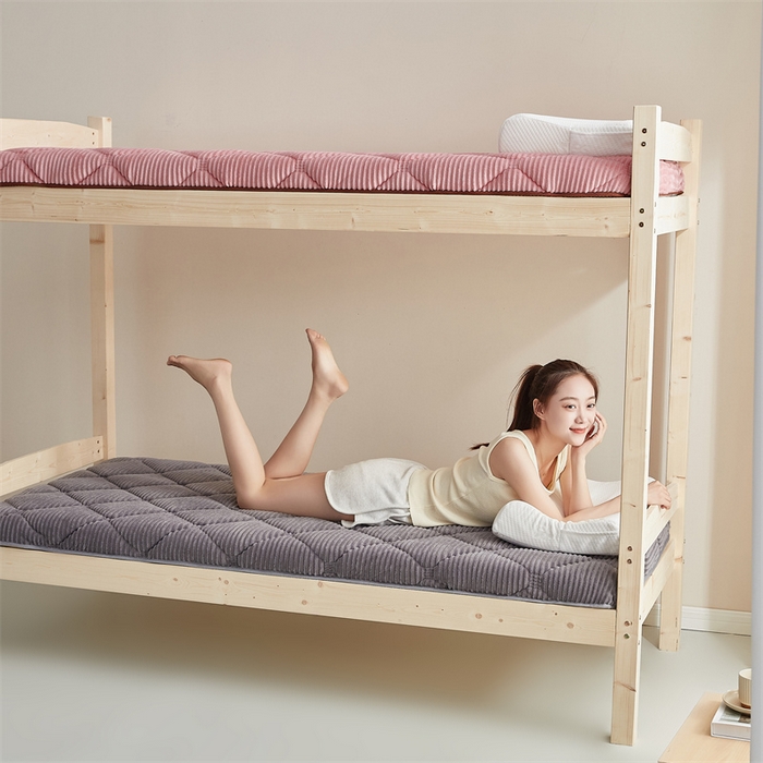 91家纺网 家纺一手货源 找家纺 2025新款柔软舒适魔法绒棉花床垫系列-学生款 星空灰