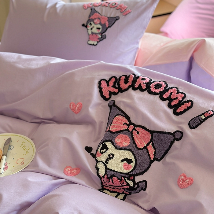 91家纺网 家纺一手货源 找家纺 金爱家 2025新款全棉毛巾绣四件套 毛巾绣-萌萌库洛米