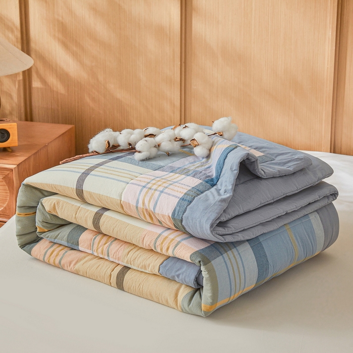 91家纺网 家纺一手货源 找家纺 猎鹿人家纺2025新款A类无印风水洗棉新疆棉花夏被 晚秋