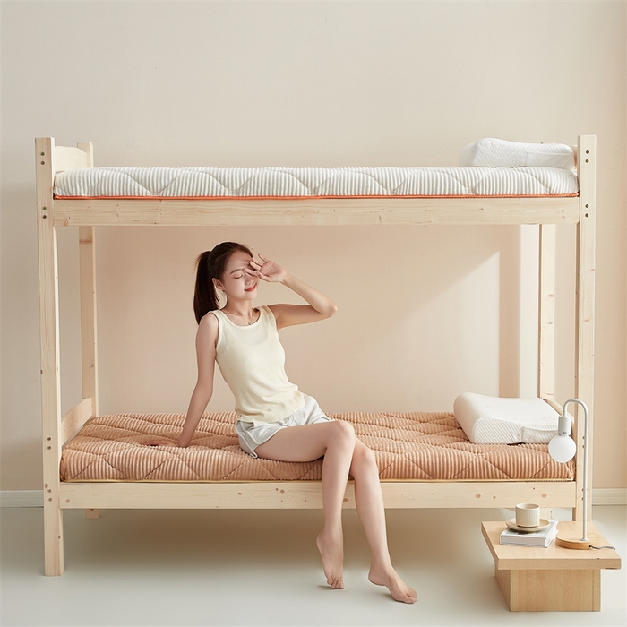 91家纺网 家纺一手货源 找家纺 2025新款柔软舒适魔法绒棉花床垫系列-学生款 驼色