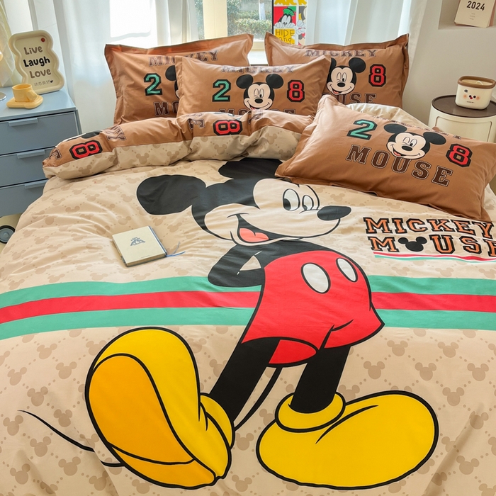 91家纺网 家纺一手货源 找家纺 典曼家纺 2025新款迪士尼大版印花卡通四件套 酷炫米奇