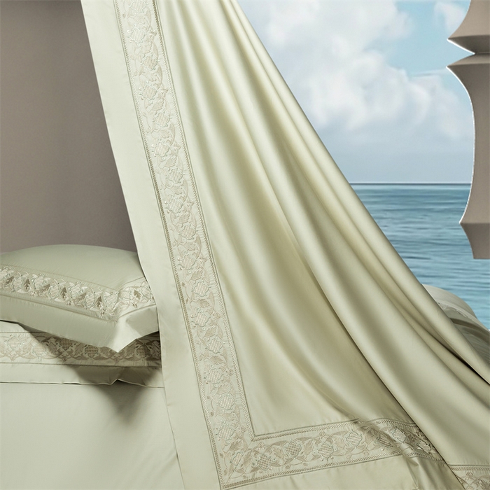 91家纺网 家纺一手货源 找家纺 高大尚婚庆馆 2025新款长绒棉四件套-简奢 简奢-油果绿