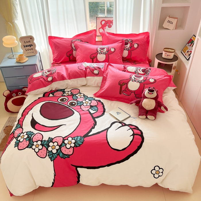 91家纺网 家纺一手货源 找家纺 典曼家纺 2025新款迪士尼大版印花卡通四件套 草莓梦