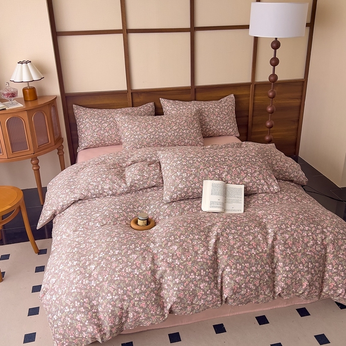 91家纺网 家纺一手货源 找家纺 优品阁  2025新款A类全棉有氧双层纱四件套 余香