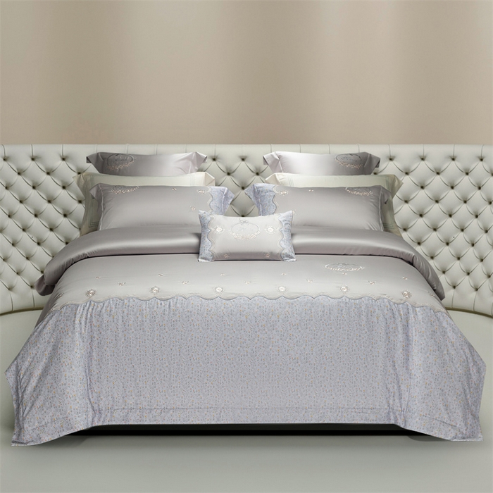 91家纺网 家纺一手货源 找家纺 高大尚婚庆馆 2025新款艾能棉高端绣花四件套-巴黎甜心 巴黎甜心-绅士灰