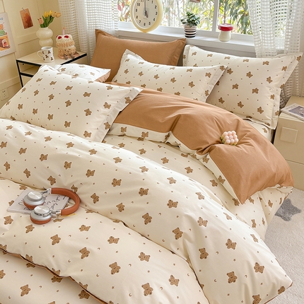 元元被芯 2025新款40支13372全棉印花全棉被套 熊尼