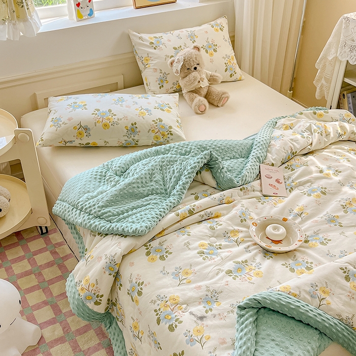 91家纺网 家纺一手货源 找家纺 梦依依 2025新款40支全棉豆豆被大豆被夏被春秋被子被芯 加微信送买家秀 冷露金桂