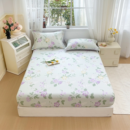 元元被芯 2025新款40支13372全棉印花全棉床笠 紫萱