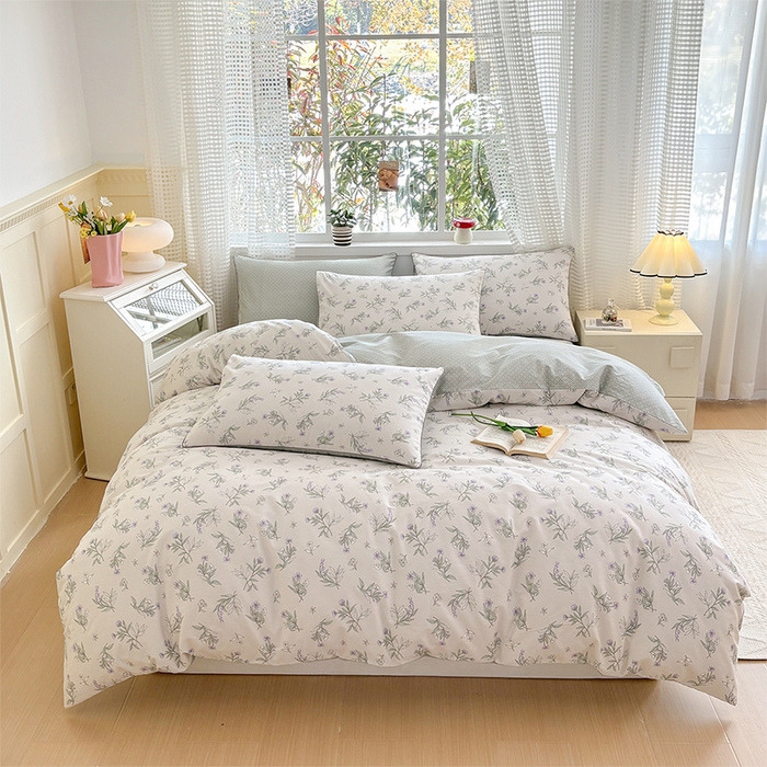 91家纺网 家纺一手货源 找家纺 元元被芯 2025新款40支13372全棉印花全棉隐藏式夹棉被套 宁静